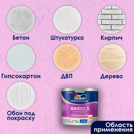 Краска Dulux Professional BINDO 3 глубокоматовая BW 2,5л