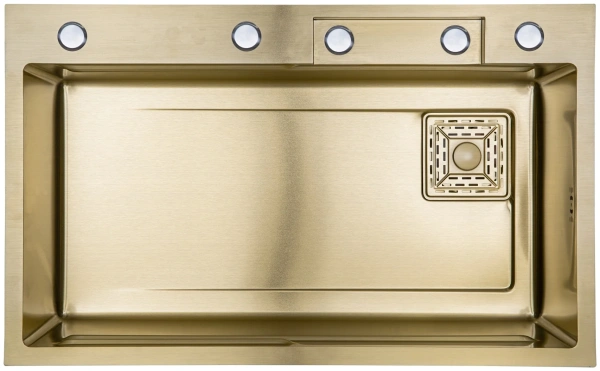 Мойка врезная 750х450х225 в комплекте смеситель водопад Q-LINE GOLD