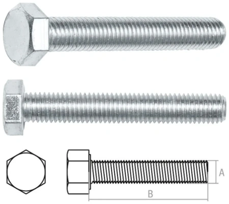 Болт М8х50 мм шестигр., цинк, кл.пр. 5.8, DIN 933 (5 шт в зип-локе) STARFIX