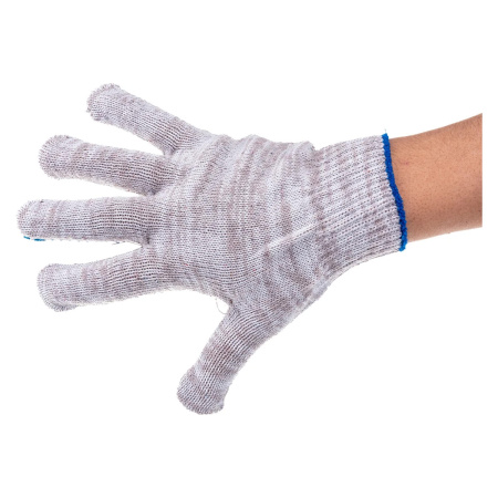 Перчатки трикотажные, с ПВХ точкой, серый меланж, 10 класс// Россия