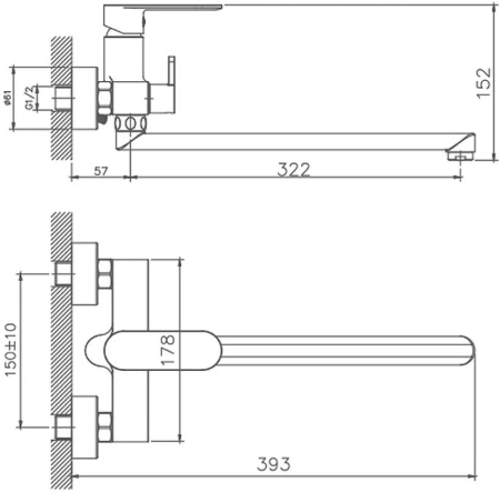 Смеситель в/д Haiba HB 22590-7 черный