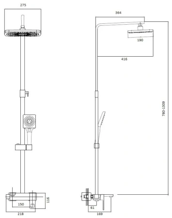 Стойка душевая со смесителем HAIBA HB24615-7 черный