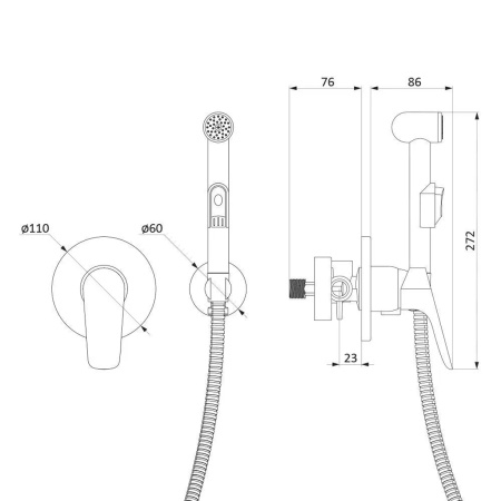Смеситель Damixa 777510000 Origin Bit, монтируемый в стену с гиг. душем,