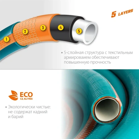 Шланг поливочный GRINDA EXPERT 5, 1/2", 50 м, 35 атм, пятислойный, текстильное армирование, PROLine 