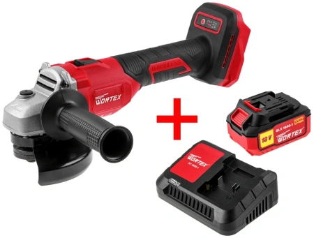 Машина углошлифовальная аккум. WORTEX LX CAG 1812-1 E в чем. ALL1 XLT SET БЕСЩЕТ., 18 В, 125 мм, 800