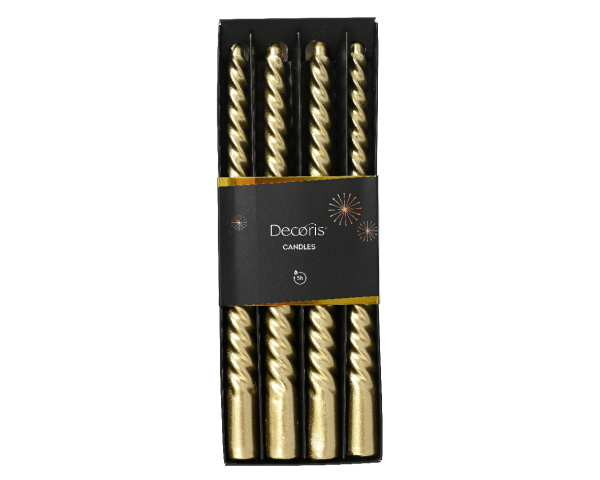 Набор столовых свечей Decoris 4 шт 25 см gold 207687 Kmg