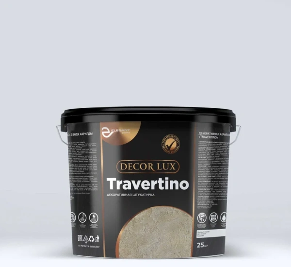 Декоративная штукатурка Elegant для внутренних и внешних работ Travertino (белая) 25 кг
