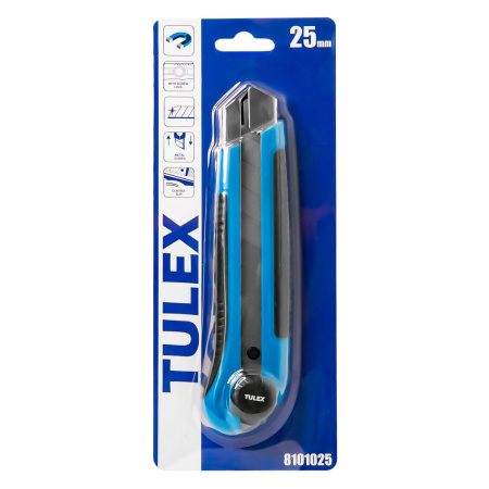 Нож TULEX 8101025 с винтовым фиксатором, магн, держатель, двухкомп, корпус, сегмент, лезвие,25мм