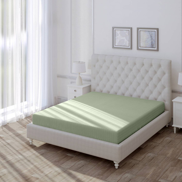 Простыня на резинке Волшебная Ночь Smoke Green 180х200 см