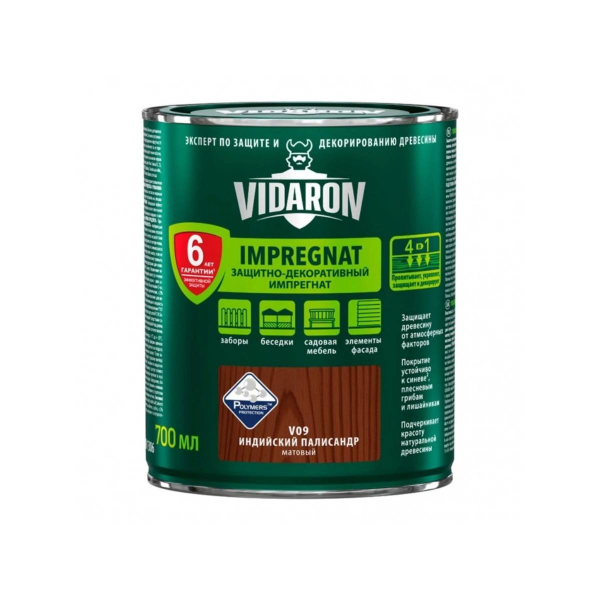Защитно-декоративная пропитка Vidaron - Импрегнат V09 индийский палисандр матовый 0,7 л