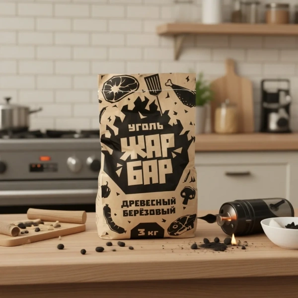 Уголь кусковой ЖарБар 3 кг