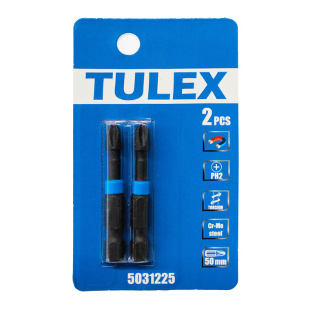 Биты торсионные TULEX 5031225 кованые, PH2, 50мм(2шт/уп)