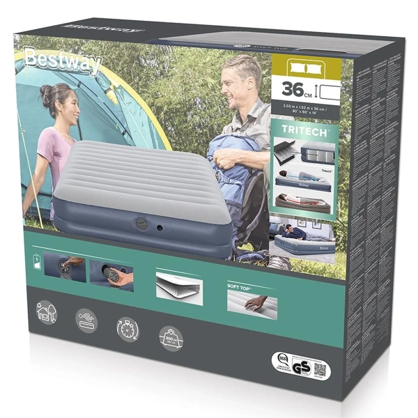 Кровать надувная Bestway Tritech 203х152х36 см со встроенный электронасосом 6716T