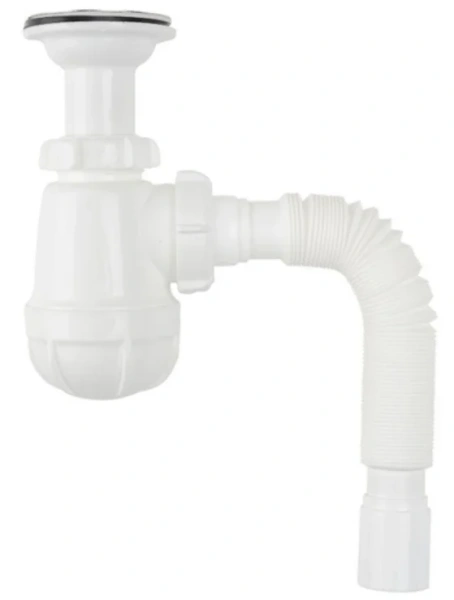 Сифон Aquant B0115-30-MR для кухни 1 1/2" x40 с мет.реш.с г.т. 40х40/50