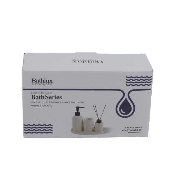 Набор для ванной Bathlux (дозатор,стакан,емкость для аромадиффузора, поднос) керамика coffee 73193B