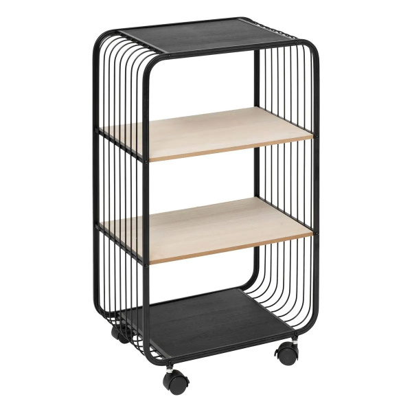 Этежерка 5Five 3х ярусная 43,3х28х74 см на колесах черная 193586