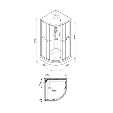 Душевая кабина Triton Нова 88*88 А, 1/4 низкий подд. ПД30, ДН4, СТ29, ЗС32, КН10,  КС122, КР19. (сиф
