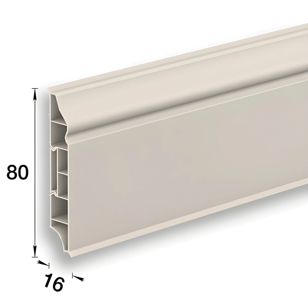Плинтус напольный фигурный 80мм 2,2м "Идеал Дюра", 033 Кремово-белый