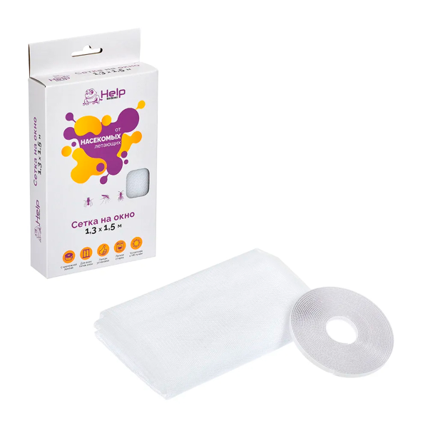 Сетка HELP на окно ПРОТИВОМОСКИТНАЯ с крепежной лентой 130*150 см