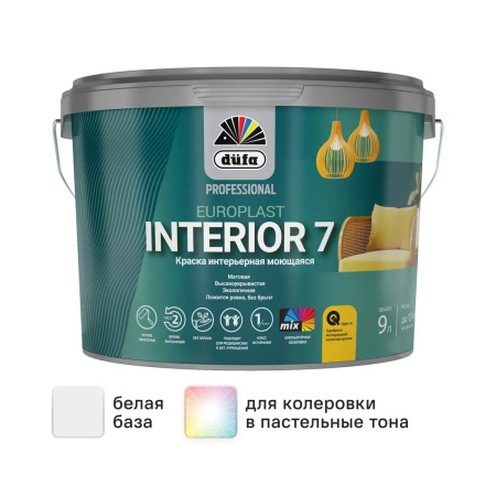 Краска "Dufa" ROFESSIONAL Europlast Interior 7 интерьерная,  база 1 9л
