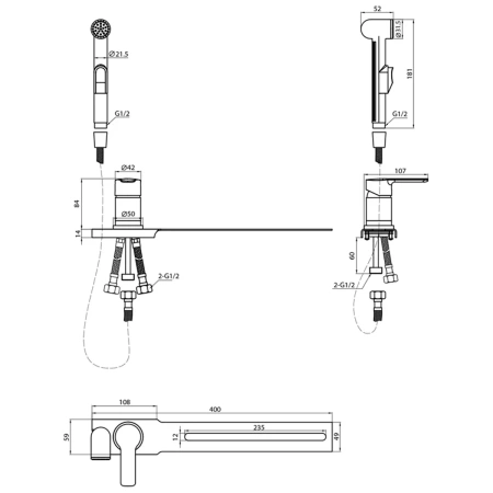Смеситель Milardo Tidy,001SB00M08 с гигиеническим душем с установкой на унитаз, глянцевый хром