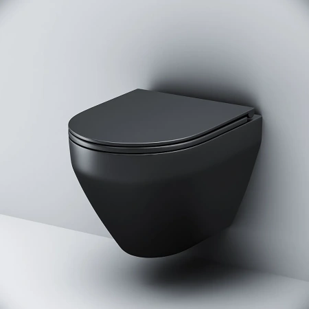Унитаз подвесной AM.PM C701700MBSC Spirit V2.0  FlashClean с сиденьем микролифт, черн мат,
