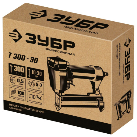 Пневматический нейлер (гвоздезабиватель) ЗУБР Т300-32, гвозди тип 300 (10-30 мм), Профессионал