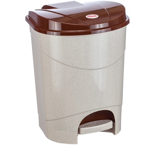 Контейнер для мусора с педалью 19л Беж.мрамор