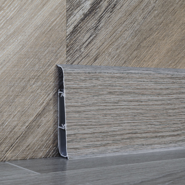 Плинтус напольный с кабель-каналами 70мм 2,2м "Деконика", 215 Дуб снежный