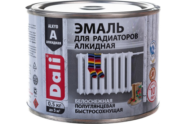 Эмаль для радиаторов Dali алкидная белый 0,5 кг