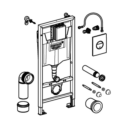 Инсталляция Grohe 38832000 Solido 3 в 1 для подвесного унитаза, с накладной панелью Nova Cosmo и с п