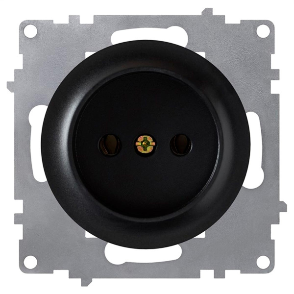 Розетка без заземления, винтовые контакты, цвет чёрный (серия Florence)