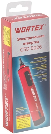 Отвертка аккумуляторная Wortex CSD 5026 в кор. 3.7 В, 0.6-1 Нм, 240-260 об/мин