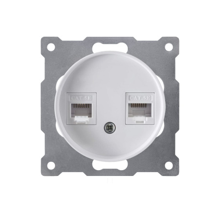 Розетка двойная компьютерная RJ45 кат^, цвет белый (серия Florence) арт.1E20901300