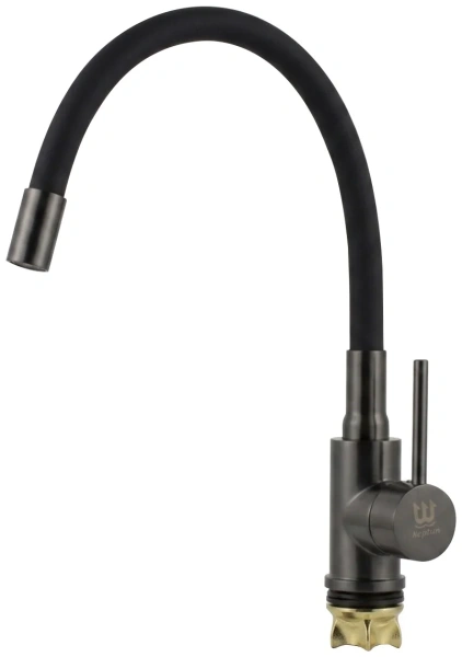 Смеситель д/к  AquaDeus 1214 GG-Black с силиконовым гусаком