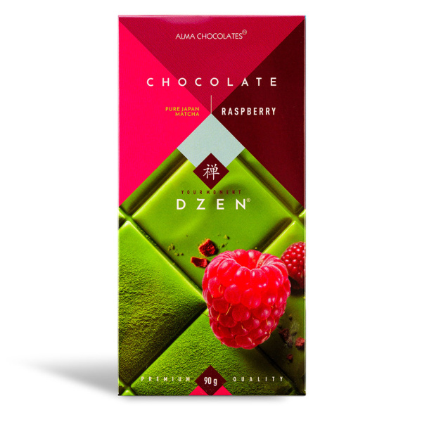 Alma Chocolates шоколад Dzen с чаем матча и малиной 90 г