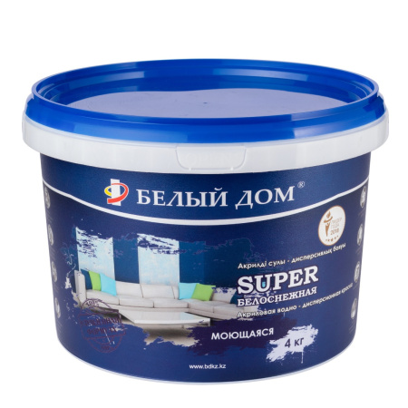 Краска акриловая моющаяся Белый Дом SUPER 4 кг