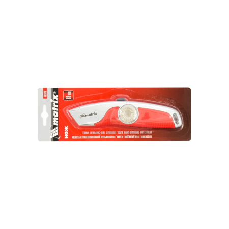 Нож, 18 мм выдвижное трапецивидное лезвие , эргономичная двухкомпонентная рукоятка//MATRIX