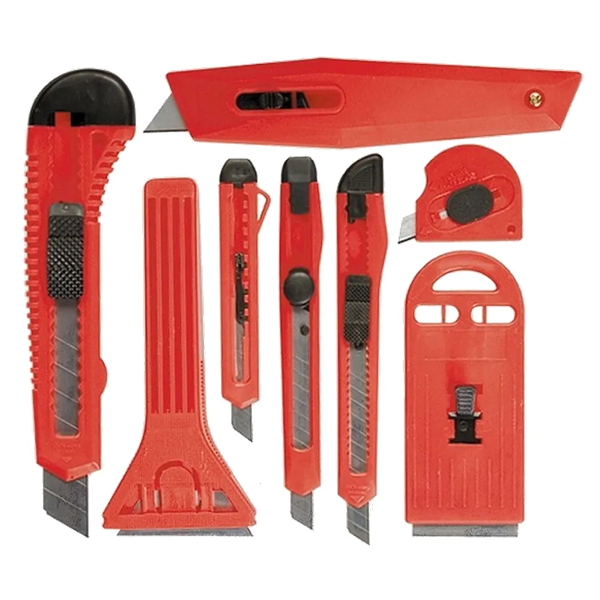 Набор ножей,  выдвижные лезвия, 9мм-4, 18мм-2,+скребки  выдвижн. фиксир.лезв.,40-52мм,2шт// MATRIX