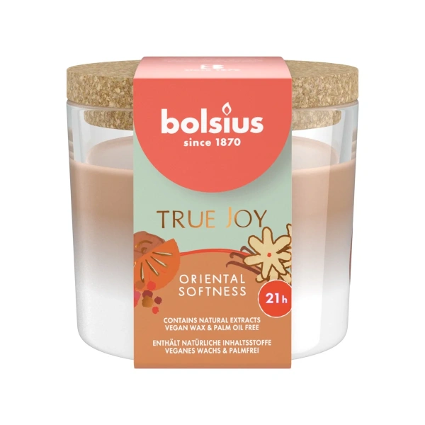 Аромасвеча Bolsius в стакане Oriental sofness 66х83 мм 21 ч.с пробковой крышкой