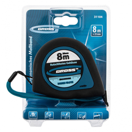 Рулетка GROSS ergonomisch 8х25