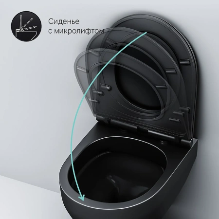Унитаз подвесной AM.PM C701700MBSC Spirit V2.0  FlashClean с сиденьем микролифт, черн мат,