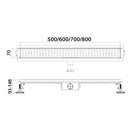 Трап сливной HAIBA HB93500-7 70х500 черный