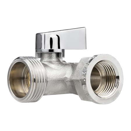 Кран шаровой трёхпроходной для бытовой техники 1/2" х 3/4" х 1/2" в/н/н, никел.латунь, ГОСТ, MPF