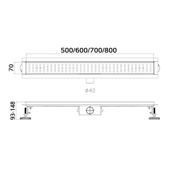 Трап сливной HAIBA HB93500-7 70х500 черный