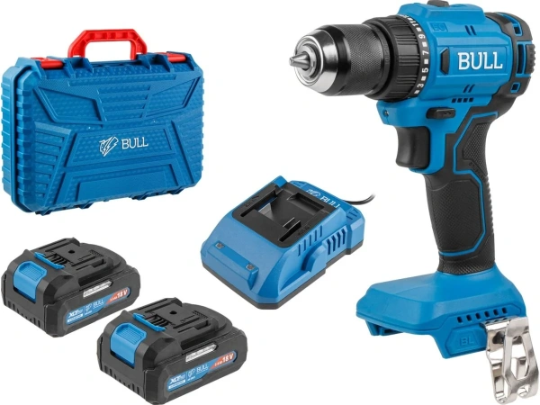 Дрель-шуруповерт аккумуляторный BULL SR 1803 в чем. XLTpro БЕСЩЕТ., 2x2 А*ч, 18 В, 45 Н*м, БЗП 10 мм