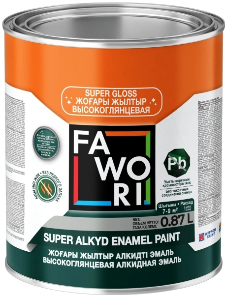 Эмаль FAWORI Super Alkyd Enamel Paint - 711, белая глянцевая, 0,87 л.