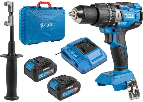 Дрель-шуруповерт аккумуляторный BULL SR 1805 в чем. XLTpro, 2х4 А*ч, БЕСЩЕТ., 18 В, 120 Н*м, БЗП(мет