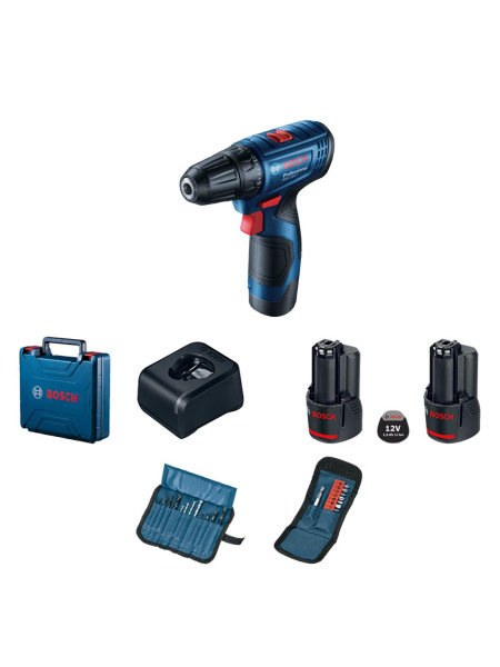 Дрель-шуруповерт аккумуляторная, ударная Bosch GSB 120-LI (2x 2.0 Ah) + набор оснастки (23 пр.)
