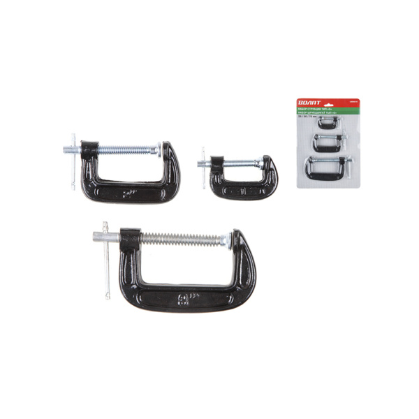 Набор струбцин G-образных 25мм, 50мм, 75мм ВОЛАТ, арт.14040-03